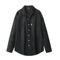 Camicia di jeans nera a maniche lunghe da uomo con dettaglio tasca in stile giapponese - Taglia S / Top / Nero