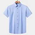 Professional men's light blue short sleeve dress shirt with moisture-wicking fabric - S / Tops / Sky Blue
