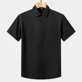Classic men's short-sleeved black business casual shirt with moisture-wicking fabric - S / Tops / Black