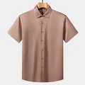 Men's professional light business short sleeve shirt in brown moisture-wicking fabric - S / Tops / Champagne Red