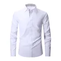 Elegantes weißes langärmeliges Herren-Businesshemd in Slim-Fit mit gemustertem Kragen - S / Oberteile / Weiß (Punkt-Kontrast)