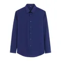 Chemise de bureau classique à manches longues bleu marine pour homme, coupe slim élégante. - Bleu Marine