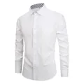 Camicia da uomo slim fit bianca a maniche lunghe con dettagli del colletto a motivi - Taglia S / Top / Bianco