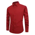 Camicia da uomo professionale a maniche lunghe slim fit in tinta unita rosso scuro - Taglia S / Top / Rosso