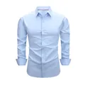 Hellblaues, langärmeliges Herren-Business-Hemd aus atmungsaktiver Baumwolle, Slim Fit - S / Oberteile / Himmelblau