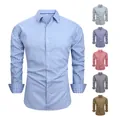 Men's blue and white checkered four-way stretch casual shirt variant with long sleeves - XS / Tops / Light Blue Plaid