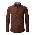 Hochwertiges Slim Fit Langarm-Business-Hemd für Herren in elegantem Kaffeebraun-Ton - S / Oberteile / Kaffee (Punkt-Kontrast)