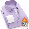 Camisa de hombre a rayas moradas con forro de lana cálido para negocios y otoño. - 38 / Top (8918) / Rayas púrpuras