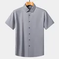 Camicia da uomo grigia a maniche corte, stile business, tessuto traspirante ad asciugatura rapida - Grigio高级