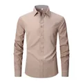Professionelles Herrenhemd in Khaki, schmale Passform, Langarm, klassischer Button-Down-Stil - S / Oberteile / Khaki (Punkt-Kontrast)