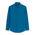 Chemise de ville à manches longues pour hommes, coupe ajustée, bleu sarcelle foncé - Bleu sarcelle