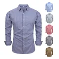 Men's premium four-way stretch plaid casual shirt showing various gingham color options. - XS / Tops / Navy Plaid
