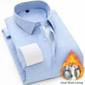 Camisa de rayas azules y blancas para hombre con forro de lana cálido para invierno - 38 / Top (8917) / Rayado Azul