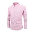 Premium herren atmungsaktives rosa-weiß gestreiftes baumwoll-langarm-freizeithemden - S / Oberteile / Pink-Weiß Gestreift