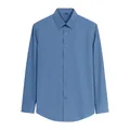 Chemise classique bleu clair à manches longues pour hommes, coupe ajustée, style d'affaires - Gris Bleu