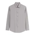 Chemise habillée grise à manches longues pour homme coupe ajustée sans repassage - Gris clair