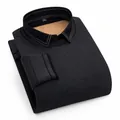 Men's faux two-piece sweater with shirt collar and warm fleece lining in dark grey - L / Tops / Gray