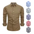 Men's four-way stretch casual gingham plaid shirt in yellow and black pattern - Yellow Plaid