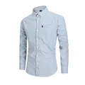Slim Fit Herrenhemd aus Baumwolle mit hellblau-weißem Karomuster und Brusttasche - S / Oberteile / Grün Kariert (C710-1)