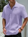 Camicia casual da uomo viola a maniche corte in tessuto testurizzato - Taglia S / Top / Viola