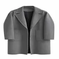 Cappotto classico in misto lana grigio media lunghezza con ampi revers per donna - Taglia M / Top / Grigio
