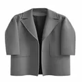 Abrigo clásico de mezcla de lana gris de longitud media con solapas para mujer - M / Tops / Gris