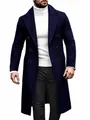 Detailed view of a men's navy blue double-breasted woolen overcoat in British style - M / Tops / Navy Blue