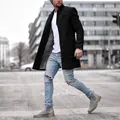 Élégant manteau en laine mi-long noir pour homme au look urbain et tendance - S / Hauts / Noir