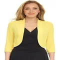 Minimalist yellow short-sleeved open front bolero cardigan for women casual style - S / Tops / Yellow