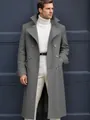 High-quality men's slim-fit double-breasted gray wool trench coat in mid-length - S / Dark Gray