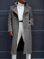 High-quality men's slim-fit double-breasted gray wool trench coat in mid-length - S / Dark Gray