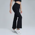 Premium black high waist flare yoga pants and matching crop top sports fitness set - S / Bottoms / Black