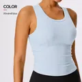 Sneldrogende yoga tanktop met geplooide details aan de zijkant in de kleur molenblauw - S / Tops / Windmolenblauw