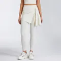 Witte yoga-legging met hoge taille en een stijlvolle afneembare asymmetrische rok - S / Bottoms / Witte Albumine