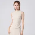 Conjunto de falda de tenis transpirable de cintura alta para mujer en beige crema - S / Tops / Caqui Claro