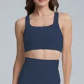 Reggiseno sportivo yoga blu scuro ad asciugatura rapida per fitness e corsa professionale - Taglia S / Top / Blu navy