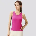 Premium magenta slim-fit yoga tank top with built-in chest pads for women sports - Wild Berry