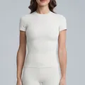 Women's slim fit quick-dry yoga short sleeve fitness top in professional cream white finish - S / Tops / T-Shirts / Light Ivory