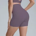 High-waisted quick-dry yoga fitness shorts in deep purple color for athletic women - S / Bottoms / Shorts / Amethyst