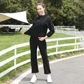 Μαύρο γυναικείο σετ στολής σάουνας με αντιανεμικό με κουκούλα για γυμναστική - S / Τοπ Και Παντελόνι