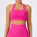 Bright magenta quick-dry high-impact sports bra for women yoga and running sessions - S / Tops / Bra / Roselle Red