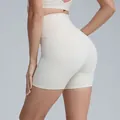 High-waisted quick-dry yoga biker shorts in light beige for women fitness gym wear - S / Bottoms / Light Ivory