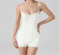 White lace-trimmed slimming bodysuit with double spaghetti straps - S / Top And Bottom / Flat Corner Style / White