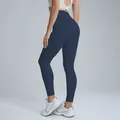 High-waisted navy blue yoga leggings for women in breathable quick-dry fabric - S / Bottoms / Pants / Navy Blue