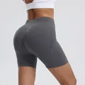 Donkergrijze naadloze yoga biker shorts met hoge taille voor fitness voor dames - S / Bottoms / Grijs