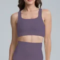 Professional quick-dry purple yoga sports bra and high-waisted leggings set for gym - S / Tops / Bra / Amethyst