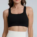 High-quality women's black U-neck yoga sports bra designed for fitness and running activities - S / Tops / Bra / Black