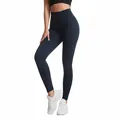 High-waist seamless yoga pants in dark heather blue with quick-dry performance fabric - XS / Bottoms / Navy Blue