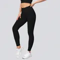 Premium high-waisted seamless tummy control yoga pants in a classic solid black - S / Bottoms / Black
