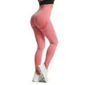 Seamless high-waisted peach lift yoga leggings in pink, tummy control fitness pants - XS / Bottoms / Pink